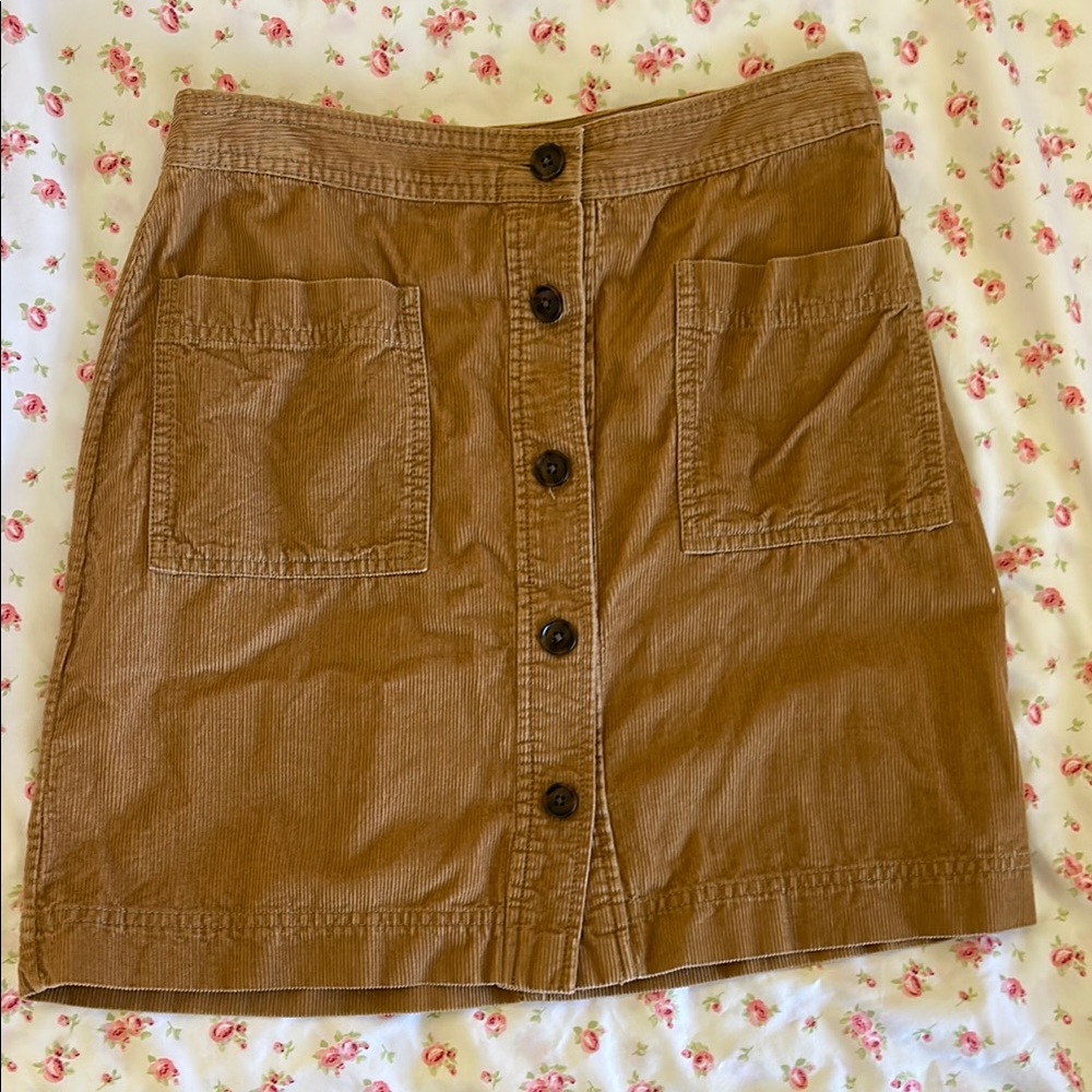 Camel Corduroy GAP Button-Front Skirt